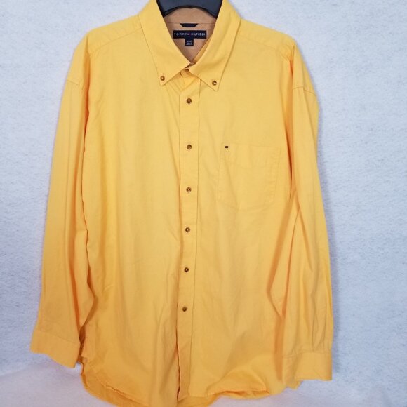 LOT OF 2 TOMMY HILFIGER Button Collar L/S Casual Shirts Yellow XL ~ 4488 - Picture 9 of 13